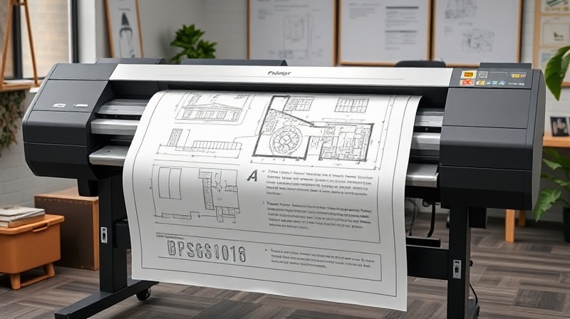 Wide format plotter printing blueprints